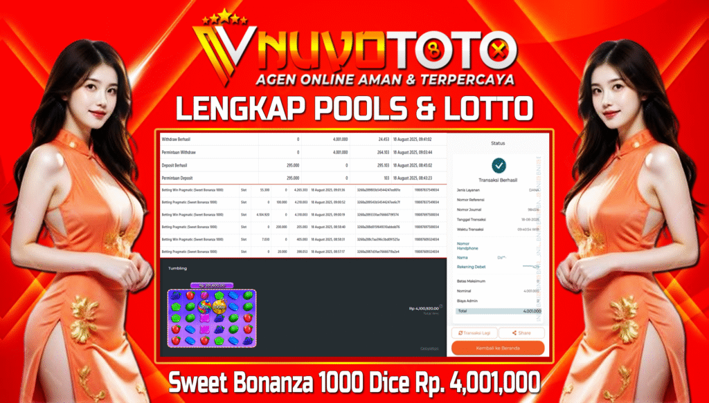 BUKTI JACKPOT KEMENANGAN MEMBER NUVOTOTO SWEET BONANZA 100 DICE