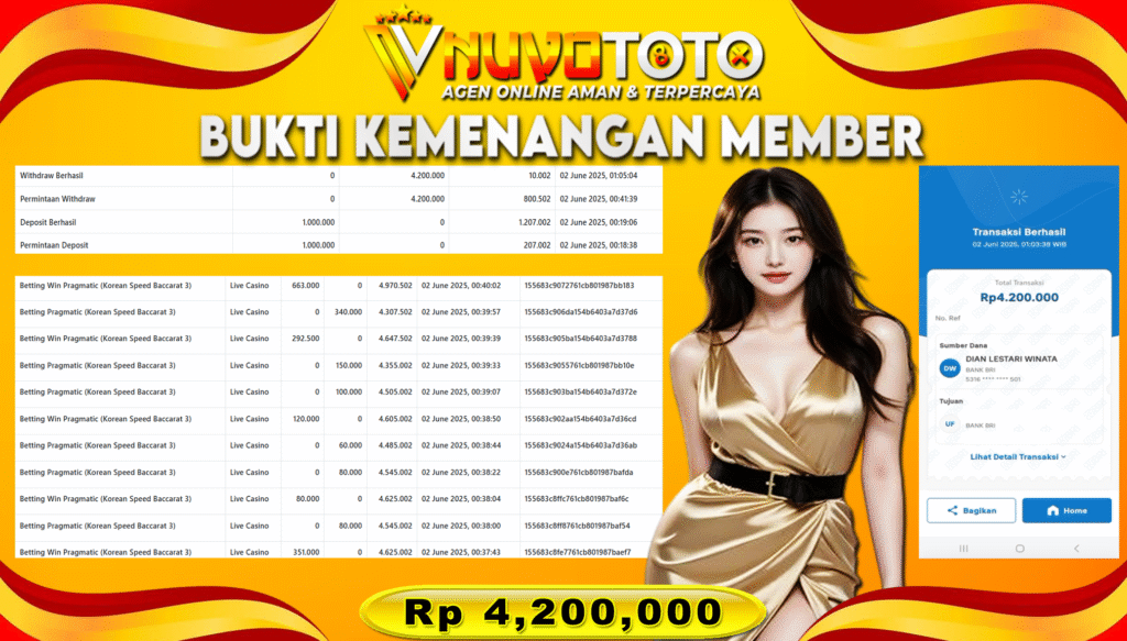 BUKTI JACKPOT KEMENANGAN MEMBER NUVOTOTO KOREAN SPEED BACCARAT 3