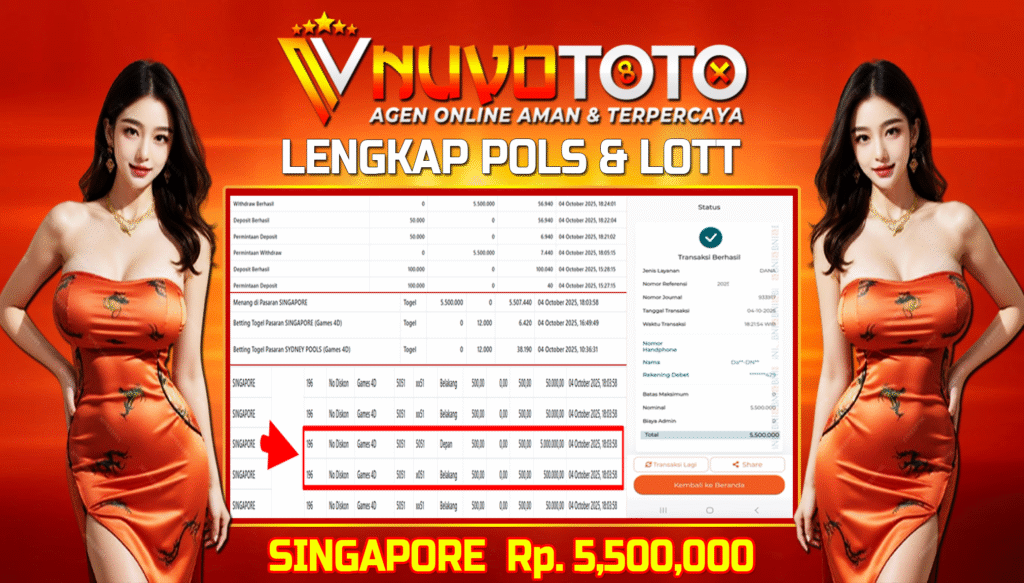 BUKTI JACKPOT KEMENANGAN MEMBER NUVOTOTO SINGAPORE ( 5051 )