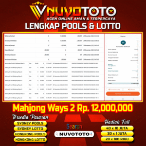 BUKTI JACKPOT KEMENANGAN MEMBER NUVOTOTO MAHJONG WAYS 2