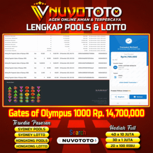 BUKTI JACKPOT KEMENANGAN MEMBER NUVOTOTO GATES OF OLYMPUS 1000