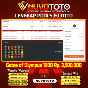 BUKTI JACKPOT KEMENANGAN MEMBER NUVOTOTO GATES OF OLYMPUS 1000