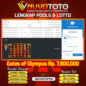 BUKTI JACKPOT KEMENANGAN MEMBER NUVOTOTO GATES OF OLYMPUS SUPER SCATTER