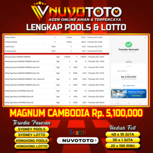 BUKTI JACKPOT KEMENANGAN MEMBER NUVOTOTO MAGNUM CAMBODIA ( 2583 )