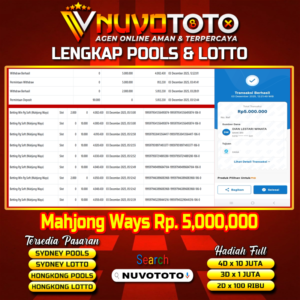 BUKTI JACKPOT KEMENANGAN MEMBER NUVOTOTO MAHJONG WAYS