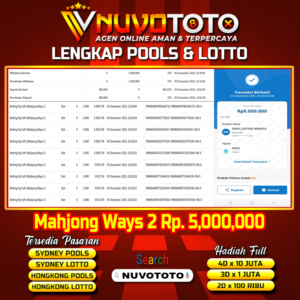 BUKTI JACKPOT KEMENANGAN MEMBER NUVOTOTO MAHJONG WAYS 2