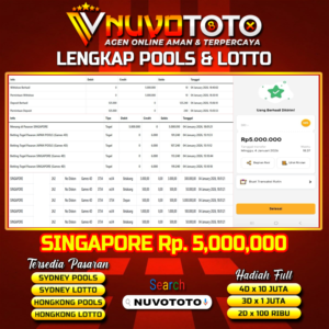 BUKTI JACKPOT KEMENANGAN MEMBER NUVOTOTO SINGAPORE ( 3734 )