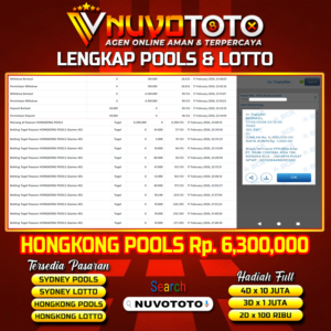 BUKTI JACKPOT KEMENANGAN MEMBER NUVOTOTO HONGKONG POOLS ( 9569 )