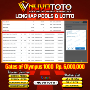 BUKTI JACKPOT KEMENANGAN MEMBER NUVOTOTO GATES OF OLYMPUS 1000