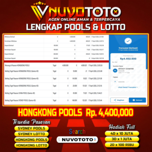 BUKTI JACKPOT KEMENANGAN MEMBER NUVOTOTO HONGKONG POOLS ( 1894 )