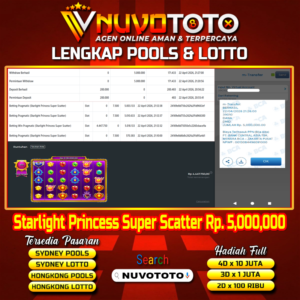 BUKTI JACKPOT KEMENANGAN MEMBER NUVOTOTO STARLIGHT PRINCESS SUPER SCATTER