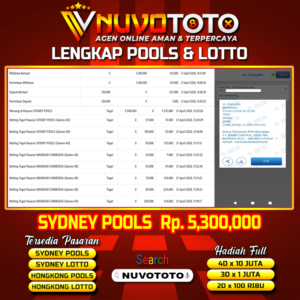 BUKTI JACKPOT KEMENANGAN MEMBER NUVOTOTO SYDNEY POOLS ( 1770 )